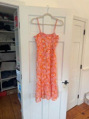 Sienna Sky Pink and Orange Floral Smocked Sundress
